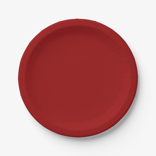 Dark Candy Apple Red Solid Colour  Paper Plate (Front)