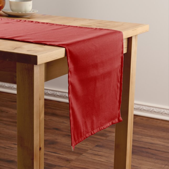Dark Candy Apple Red Solid Colour Short Table Runner (In Situ)