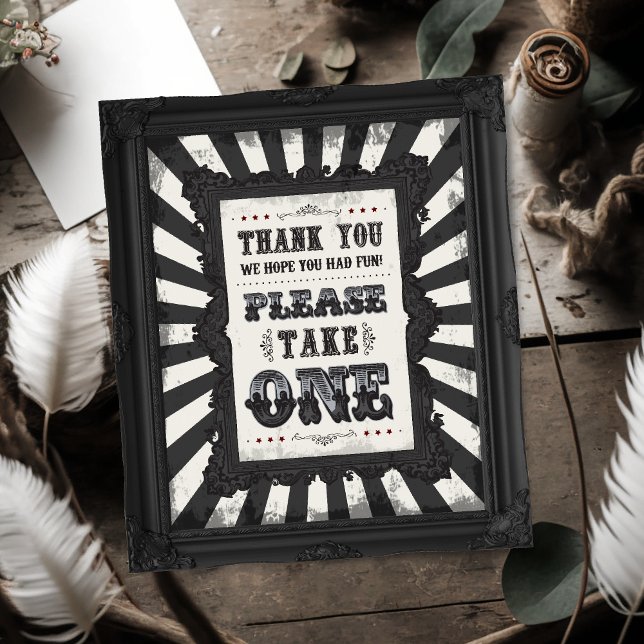 Dark Carnival Psycho Circus Party Favor Gift Sign (Creator Uploaded)