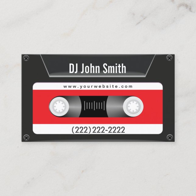 Dark Cassette Tape Music DJ Business Card (Front)