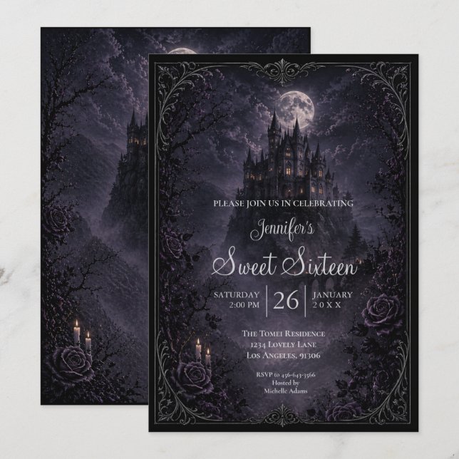 Dark Castle Gothic Sweet 16 Invitation (Front/Back)