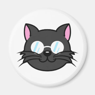Dark Cat Black Cat Grey Cat Wearing Glasses Magnet