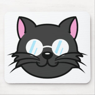 Dark Cat Black Cat Grey Cat Wearing Glasses Mouse Pad