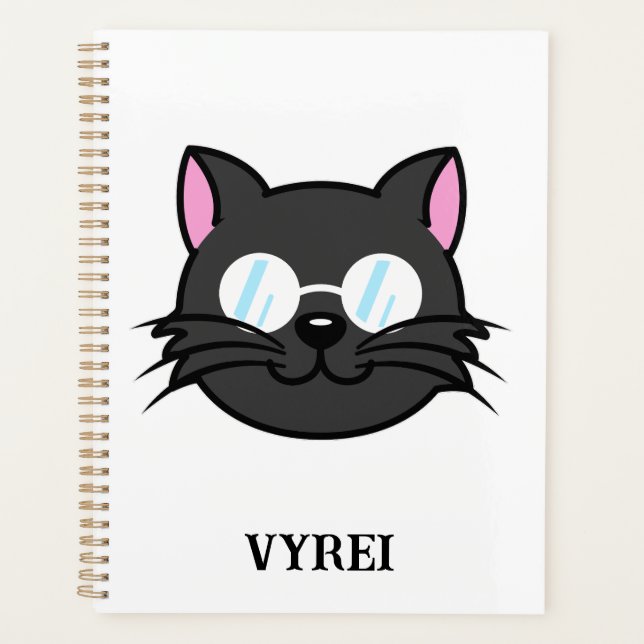 Dark Cat Black Cat Grey Cat Wearing Glasses Planner (Front)