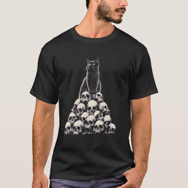 Dark Cat Black Gothic T-Shirt (Front)