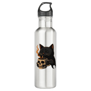 Dark Cat Coffee With Skull Mug Oversized T-Shirt