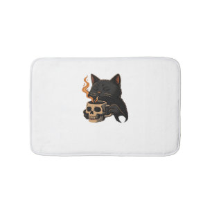 Dark Cat Coffee With Skull Mug Oversized T-Shirt Bath Mat