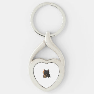 Dark Cat Coffee With Skull Mug Oversized T-Shirt Key Ring