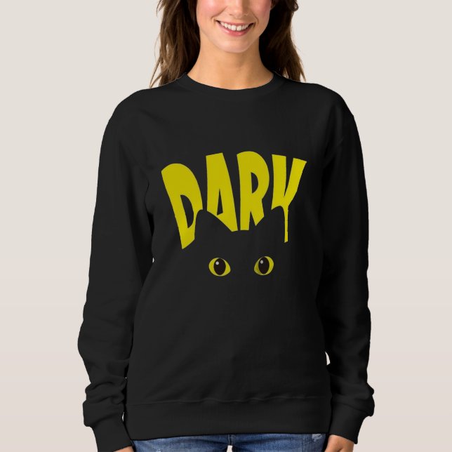 DARK Cat Eyes Gothic Sweatshirt | Black Cat Drippy (Front)