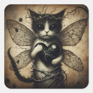 Dark Cat Fairy Square Sticker
