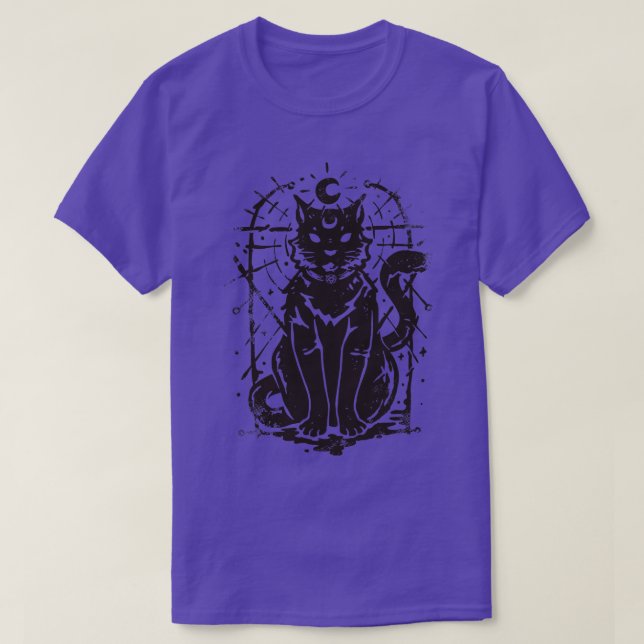 Dark Cat Magical Feline T-Shirt (Design Front)