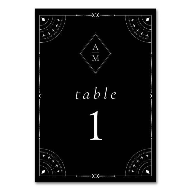 Dark Celestial Moon & Stars Table Number (Front)