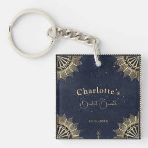 Dark Celestial Sun and Moon Bridal Brunch Shower Key Ring