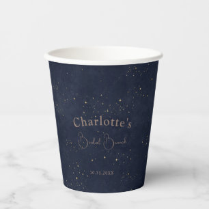 Dark Celestial Sun and Moon Bridal Brunch Shower Paper Cups