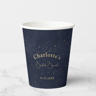 Dark Celestial Sun and Moon Bridal Brunch Shower Paper Cups