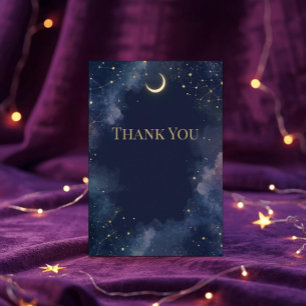 Dark Celestial Thank You Card Crescent Moon