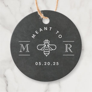 Dark Chalk Meant to Bee Wedding Honey Favour Tags