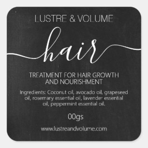 Dark Chalkboard Hair Handmade Treatment Mask Square Sticker