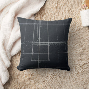 Dark Charcoal Geometric Architectural Line Art Cushion