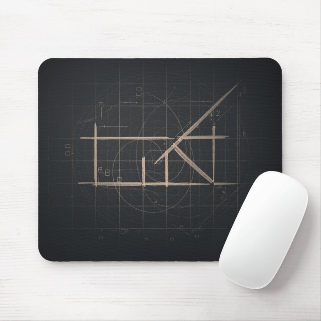 Dark Charcoal Geometric Architectural Line Art  Mouse Pad (With Mouse)