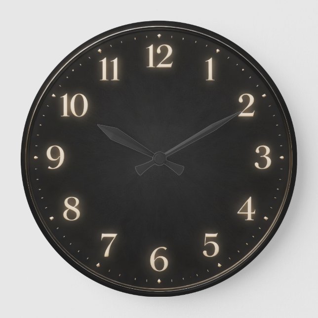 Dark Charcoal Minimalist Soft Numeral Large Clock (Front)