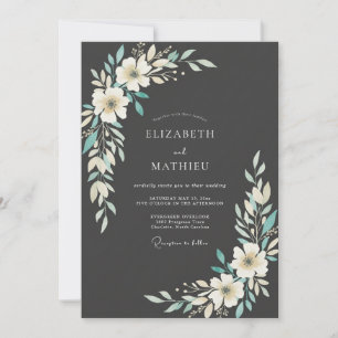 Dark Charcoal Mystical Night Wedding Invitation