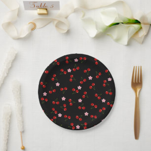 Dark Cherries Paper Plate