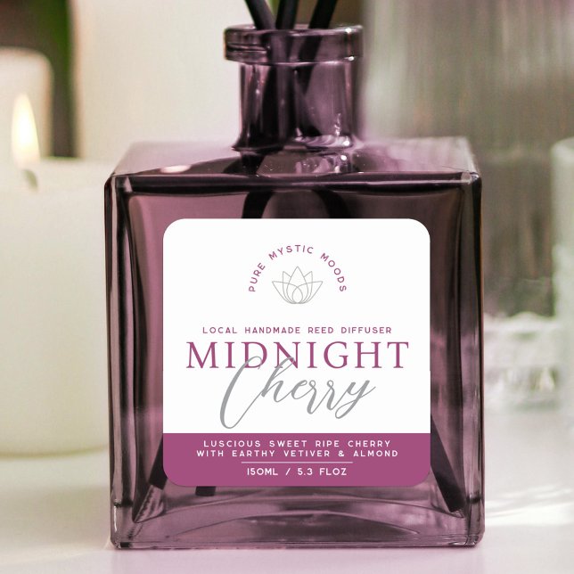 Dark cherry red pink reed diffuser product square sticker (Creator Uploaded)