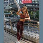 Dark cherry red with a rose all-over print  leggings<br><div class="desc">Enjoy these cute practical leggings with a black, and cherry red colour and rose buts print all over the leggings. They will be awesome for daily activities or gym visits, for jogging and running. You will find a matching string bag in the same cherry red colour with roses printed on...</div>