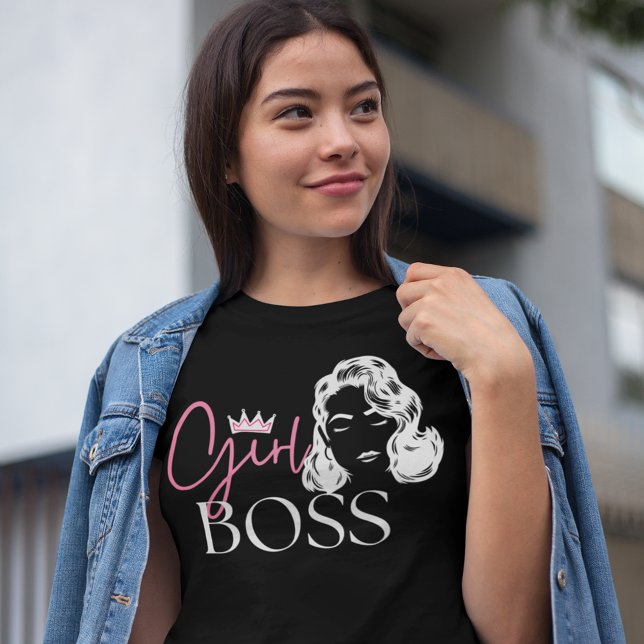 Dark Chic Girl Boss Quote Strong Woman Typography T-Shirt (Creator Uploaded)
