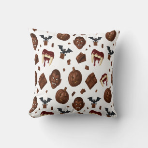 Dark Chocolate And Dracula Fangs Spooky Sweet Cushion