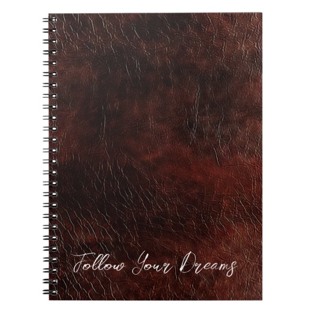 Dark Chocolate Brown Faux Leather Notebook (Front)