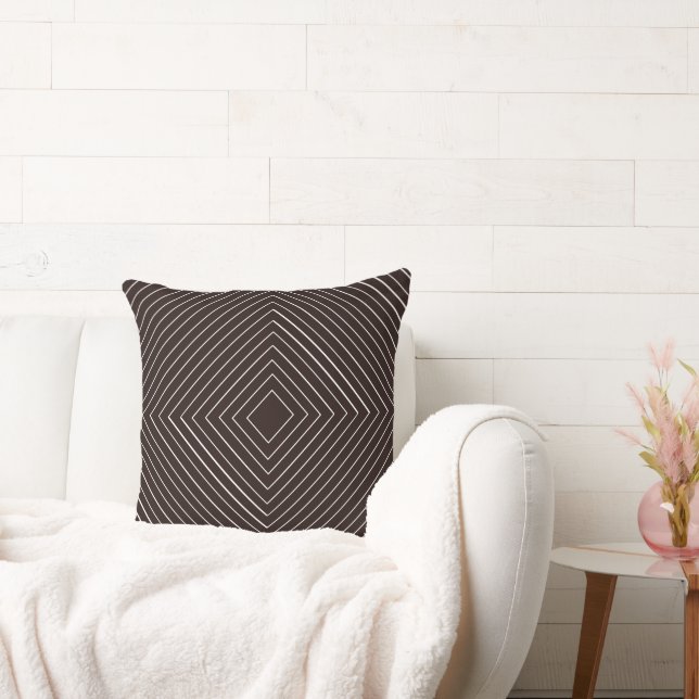 dark chocolate brown Nested White Squares Tribal Cushion (Couch)
