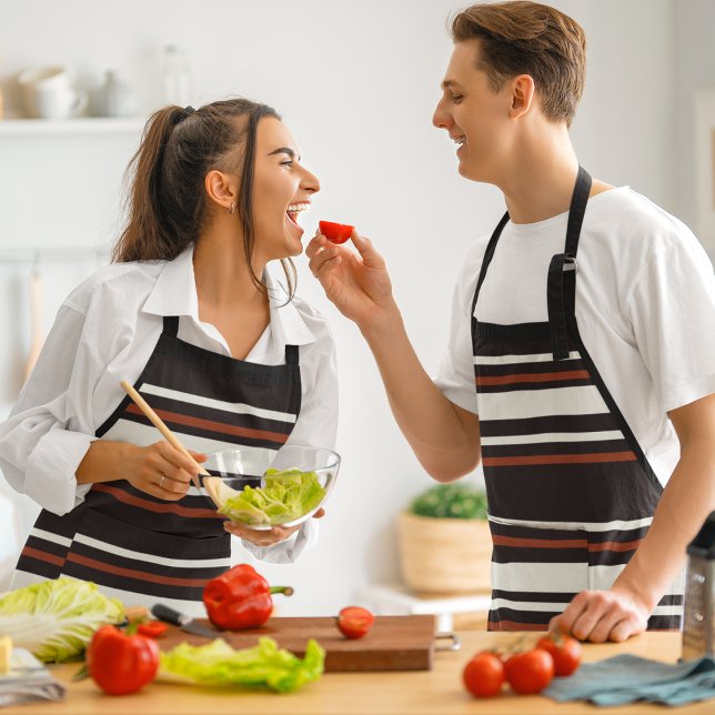Dark Chocolate Brown Stripes Apron (apron)