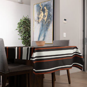 Dark Chocolate Brown Stripes Tablecloth