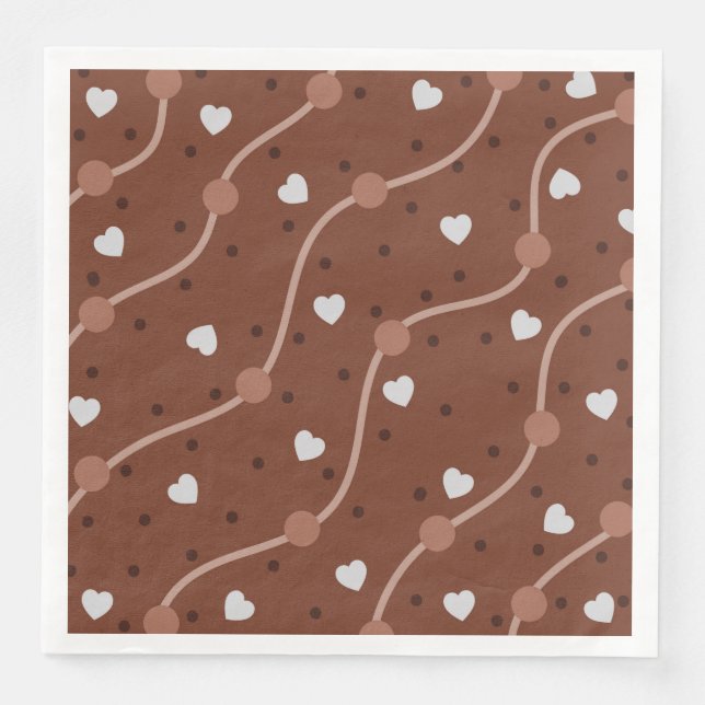 Dark Chocolate Heart Speckled Pattern Napkin (Front)