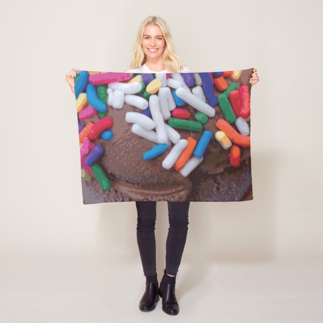 Dark Chocolate Ice Cream with Rainbow Sprinkles Fleece Blanket (In Situ)