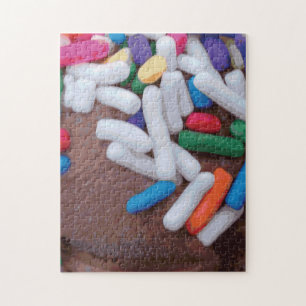 Dark Chocolate Ice Cream with Rainbow Sprinkles Jigsaw Puzzle