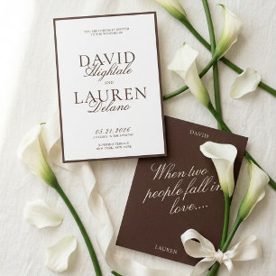 Dark Chocolate Old Money Wedding Invitation