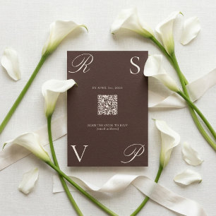 Dark Chocolate Old Money Wedding RSVP Card