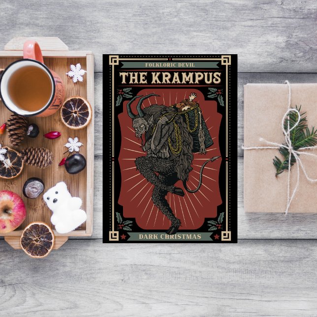 Dark Christmas Folkloric Devil Krampus Bag of Toys Holiday Postcard (Creator Uploaded)