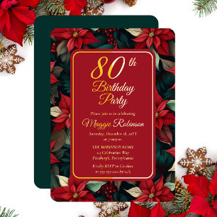 Dark Christmas Holiday Floral 80th Birthday Party