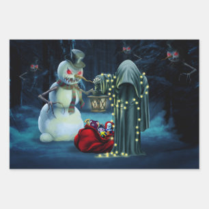 Dark christmas time wrapping paper sheet