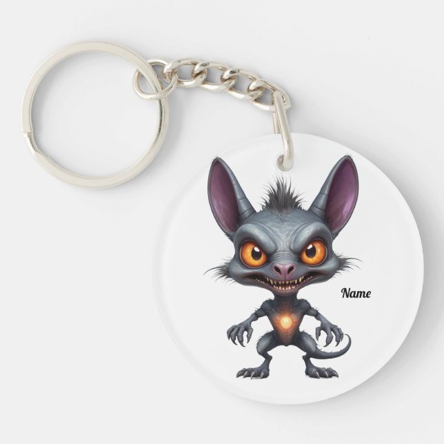 Dark Chupacabra Art Halloween Fantasy Creature  Key Ring (Front)