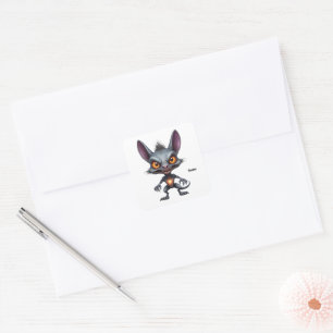 Dark Chupacabra Art Halloween Fantasy Creature  Square Sticker