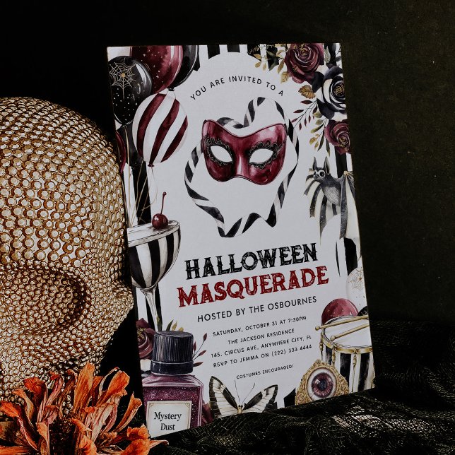 Dark Circus Halloween Masquerade Party Invitation (Creator Uploaded)