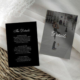 Dark Classic Photo Overlay   Black Wedding Details Enclosure Card