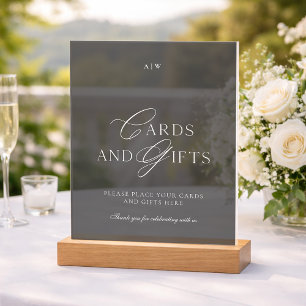 Dark Clear Acrylic Cards and Gifts Sign