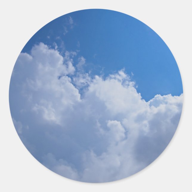 Dark clouds, blue sky and bright sun classic round sticker (Front)