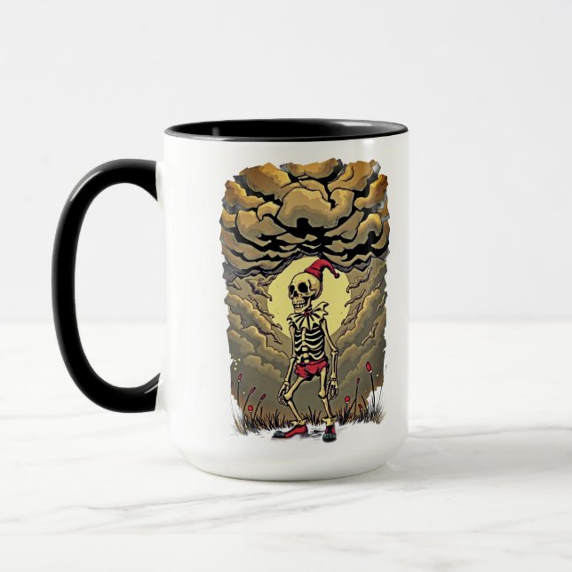 Dark Clown Skeleton Mug – Surreal Gothic (Left)